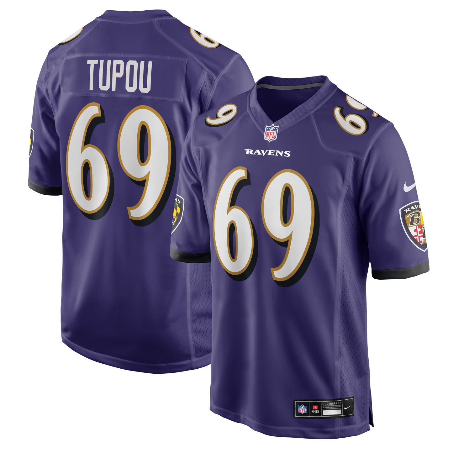 Baltimore Ravens Josh Tupou Purple Team Game Jersey football jersey product view 1