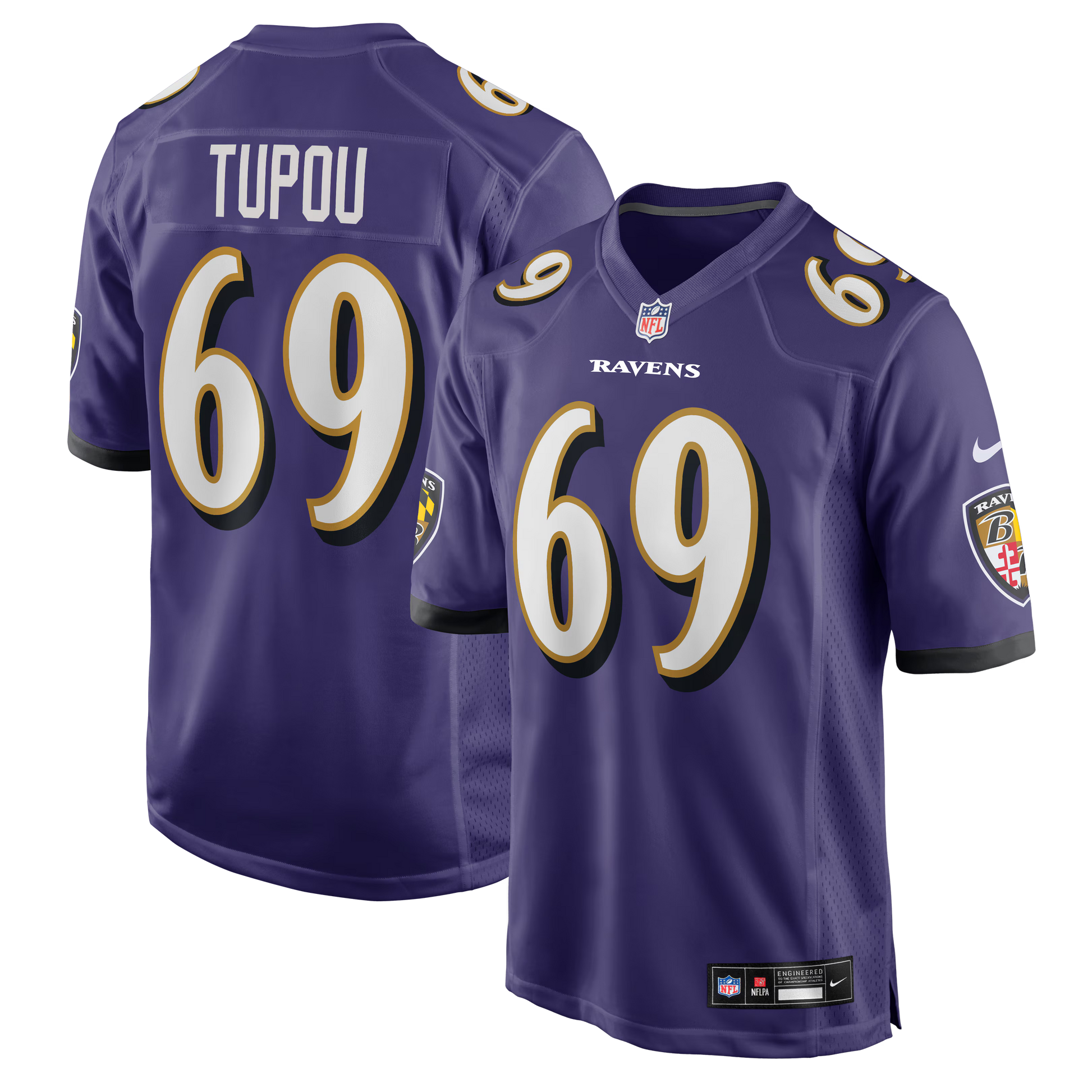Baltimore Ravens Josh Tupou Purple Team Game Jersey football jersey product view 1