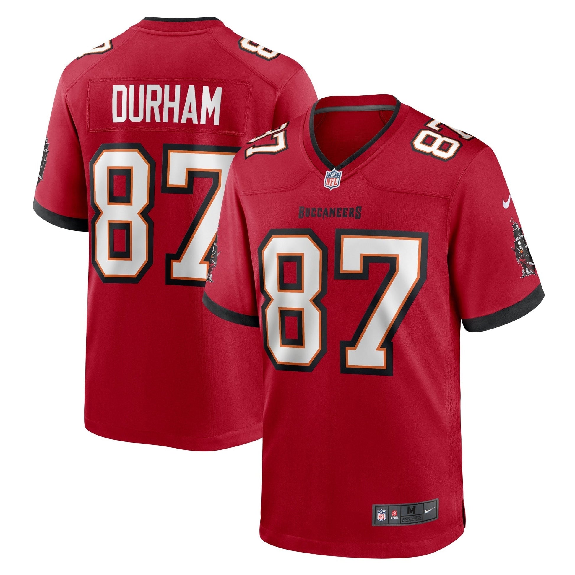 Tampa Bay Buccaneers Payne Durham Red Game Jersey football jersey product view 1