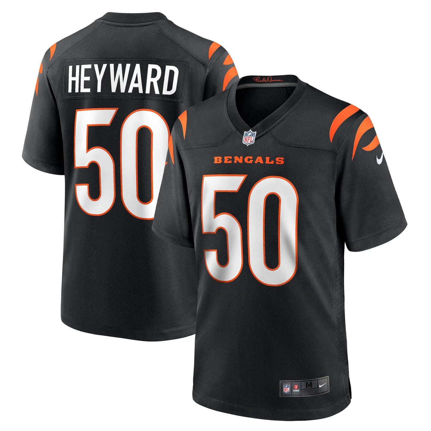 Cincinnati Bengals Shaka Heyward Black Team Game Jersey football jersey product view 1