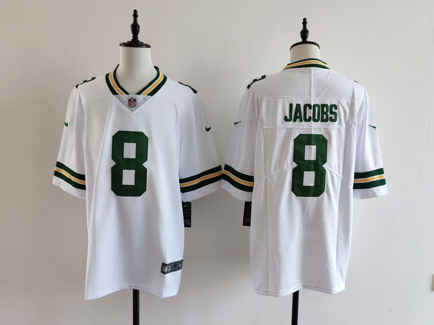 Men's Green Bay Packers Josh Jacobs Jersey - White football jersey product view 1