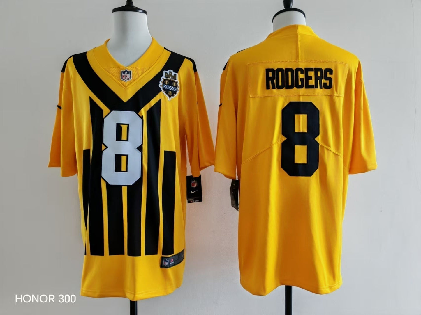 Men's Pittsburgh Steelers Aaron Rodgers Jersey - Retro Yellow-1 football jersey product view 1