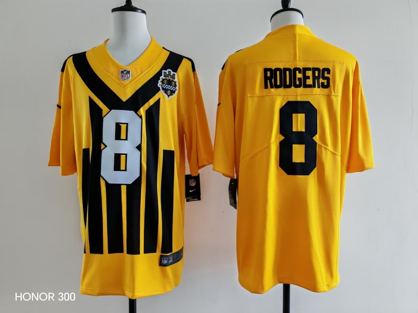 Men's Pittsburgh Steelers Aaron Rodgers Jersey - Retro Yellow-1 football jersey product view 1