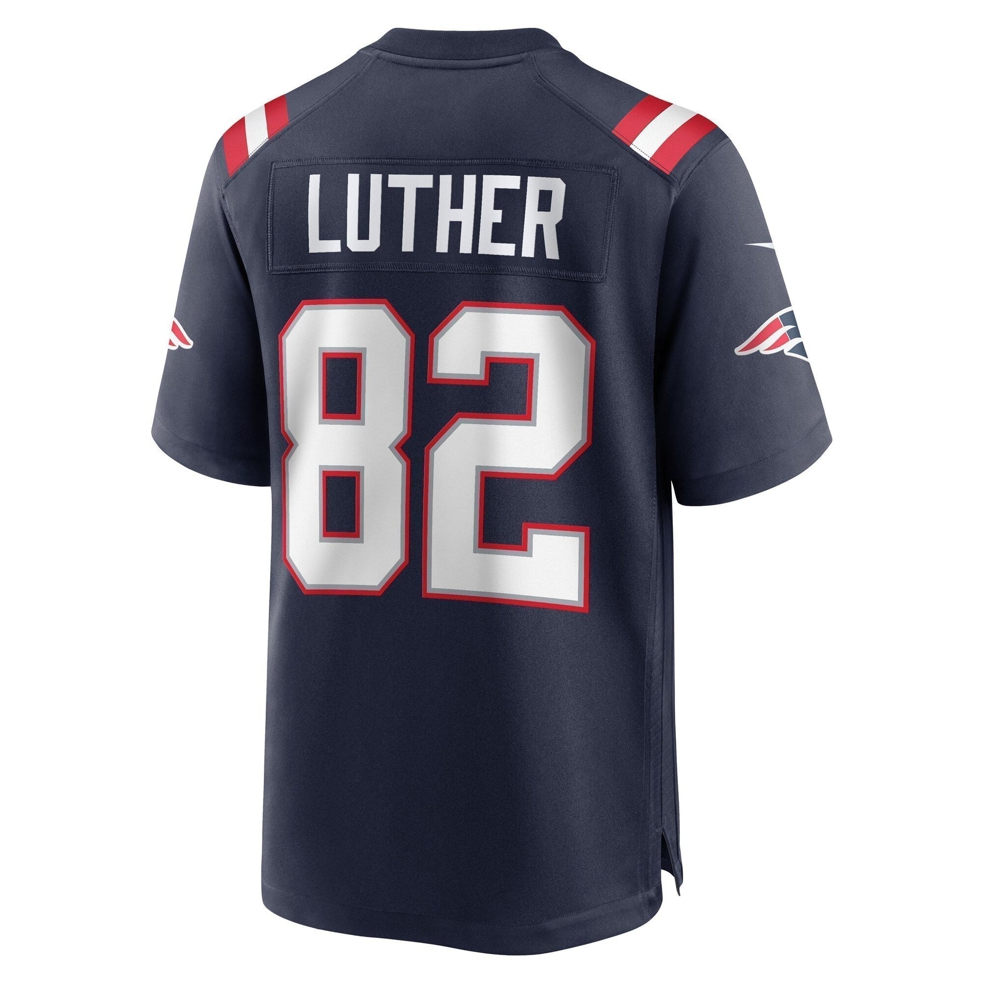 T.J. Luther New England Patriots Team Game Jersey - Navy football jersey product view 3
