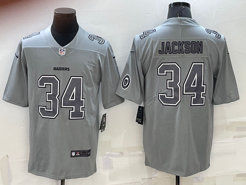 Men's Las Vegas Raiders Bo Jackson #34 Gray Atmosphere Fashion Game Jersey1 football jersey product view 1