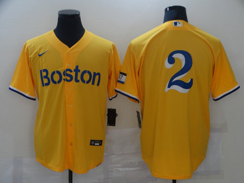 Men's Boston Red Sox Xander Boegarts Gold City Connect Replica Player Jersey baseball jersey product view 1