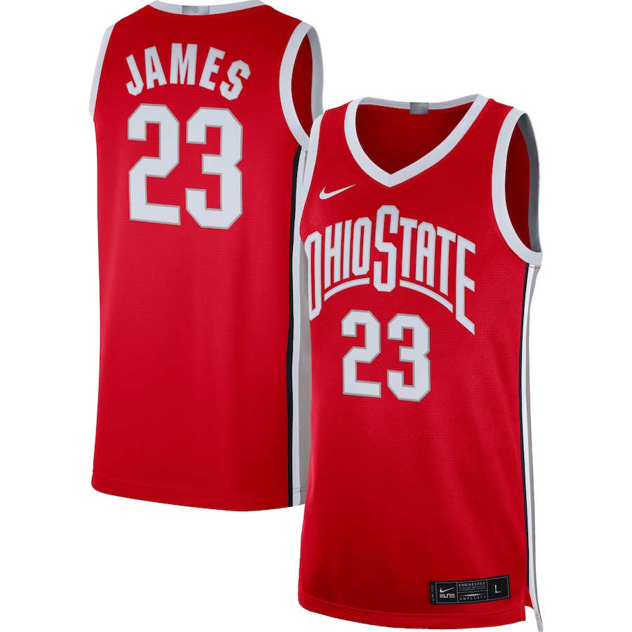 Men's Ohio State Buckeyes LeBron James #23 Scarlet Player Game Jersey sports jersey product view 1