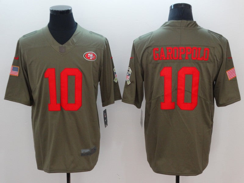 Men's San Francisco 49ers Jimmy Garoppolo #10 Brown Authentic Game Jersey1 football jersey product view 1