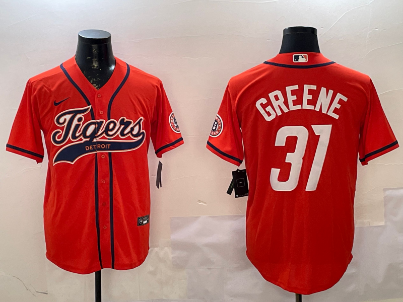 Men's Detroit Tigers Riley Greene #31 Orange Player Jersey baseball jersey product view 1