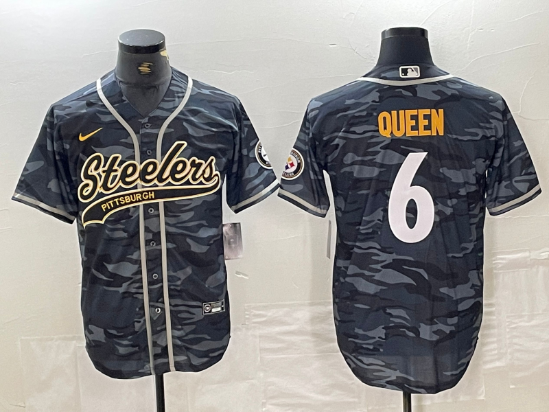 Men's Pittsburgh Steelers Patrick Queen Grey Camouflage Player Jersey Joint Edition football jersey product view 1