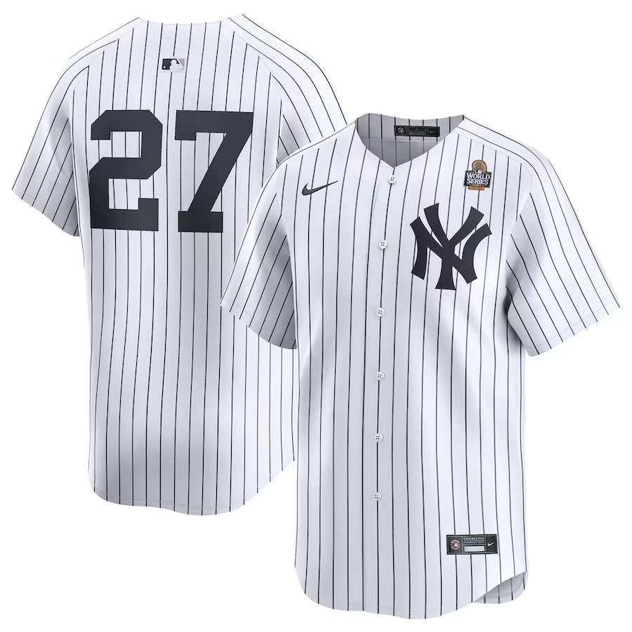 Men's New York Yankees Giancarlo Stanton #27 White 2024 World Series Limited Player Jersey baseball jersey product view 1