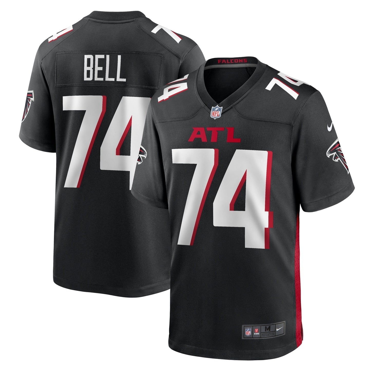 Travis Bell Atlanta Falcons Team Game Jersey - Black football jersey product view 1