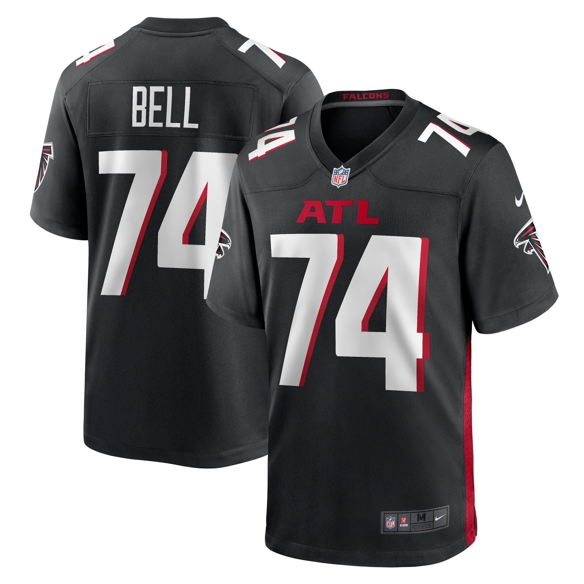Travis Bell Atlanta Falcons Team Game Jersey - Black football jersey product view 1