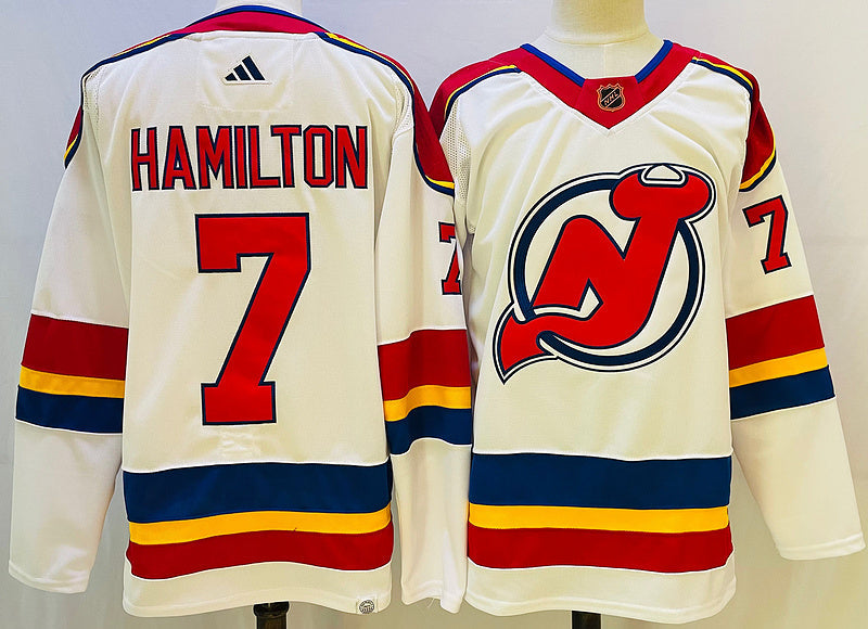 Men's New Jersey1 Devils Dougie Hamilton #7 White Game Jersey1 sports jersey product view 1