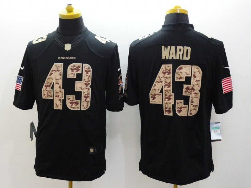Men's Denver Broncos TJ Ward #43 Black Game Player Jersey1 football jersey product view 1