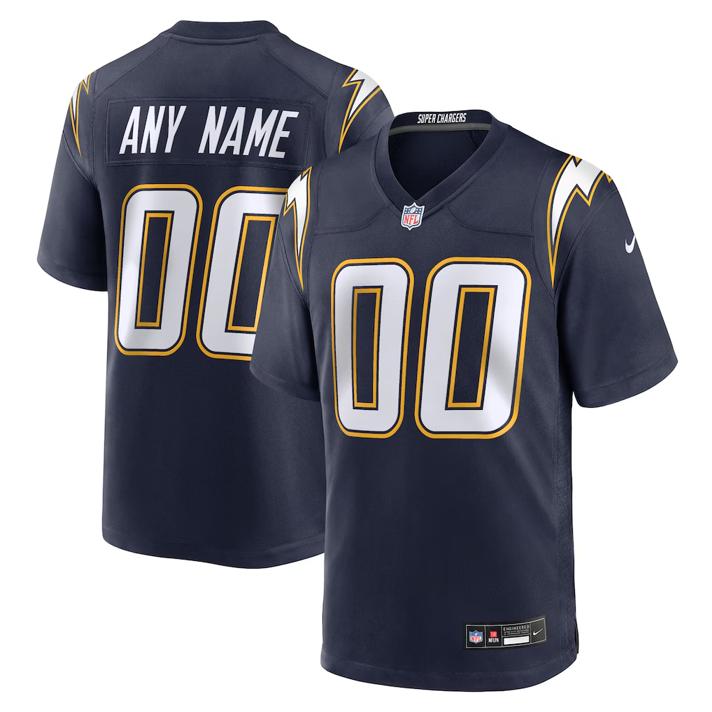 Men's Los Angeles Chargers Navy Alternate Super Chargers Game Custom Jersey football jersey product view 1