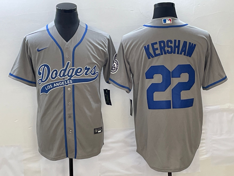 Men's Los Angeles Dodgers Clayton Kershaw Gray Player Jersey Joint Edition baseball jersey product view 1