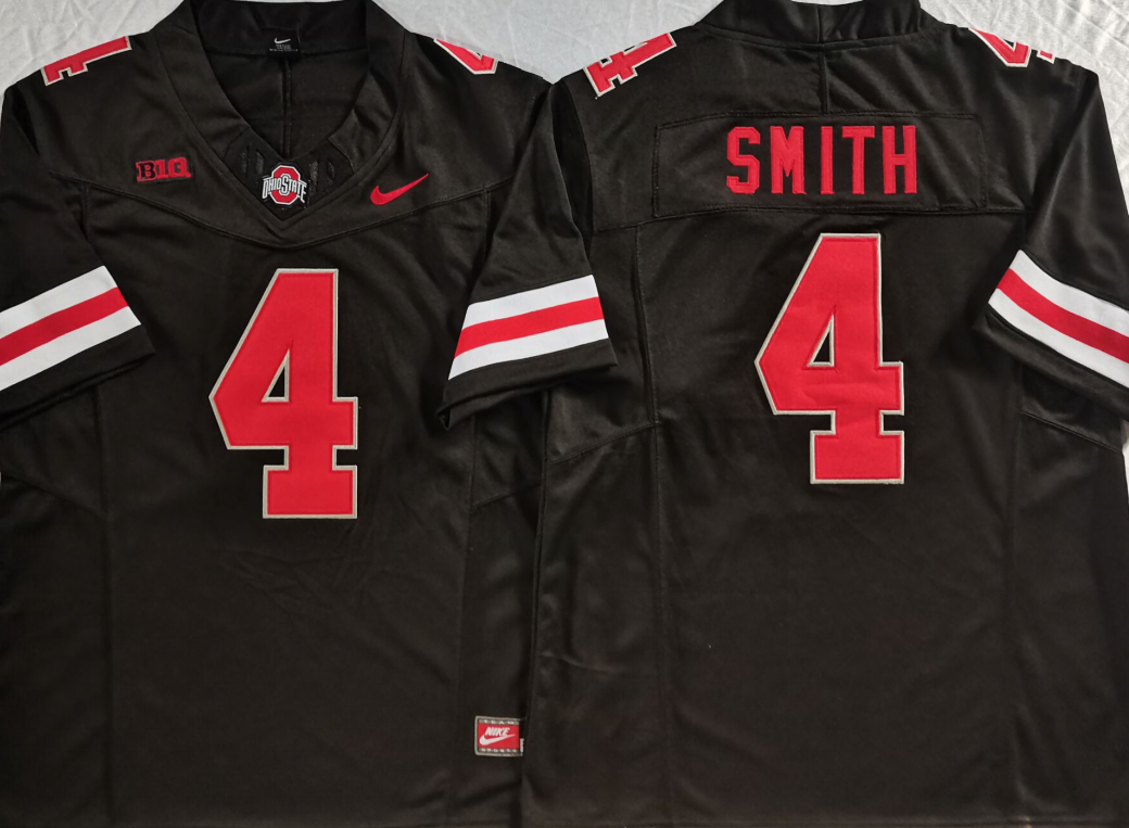 Men's Ohio State Buckeyes Jeremiah Smith #4 Black Game Jersey sports jersey product view 1