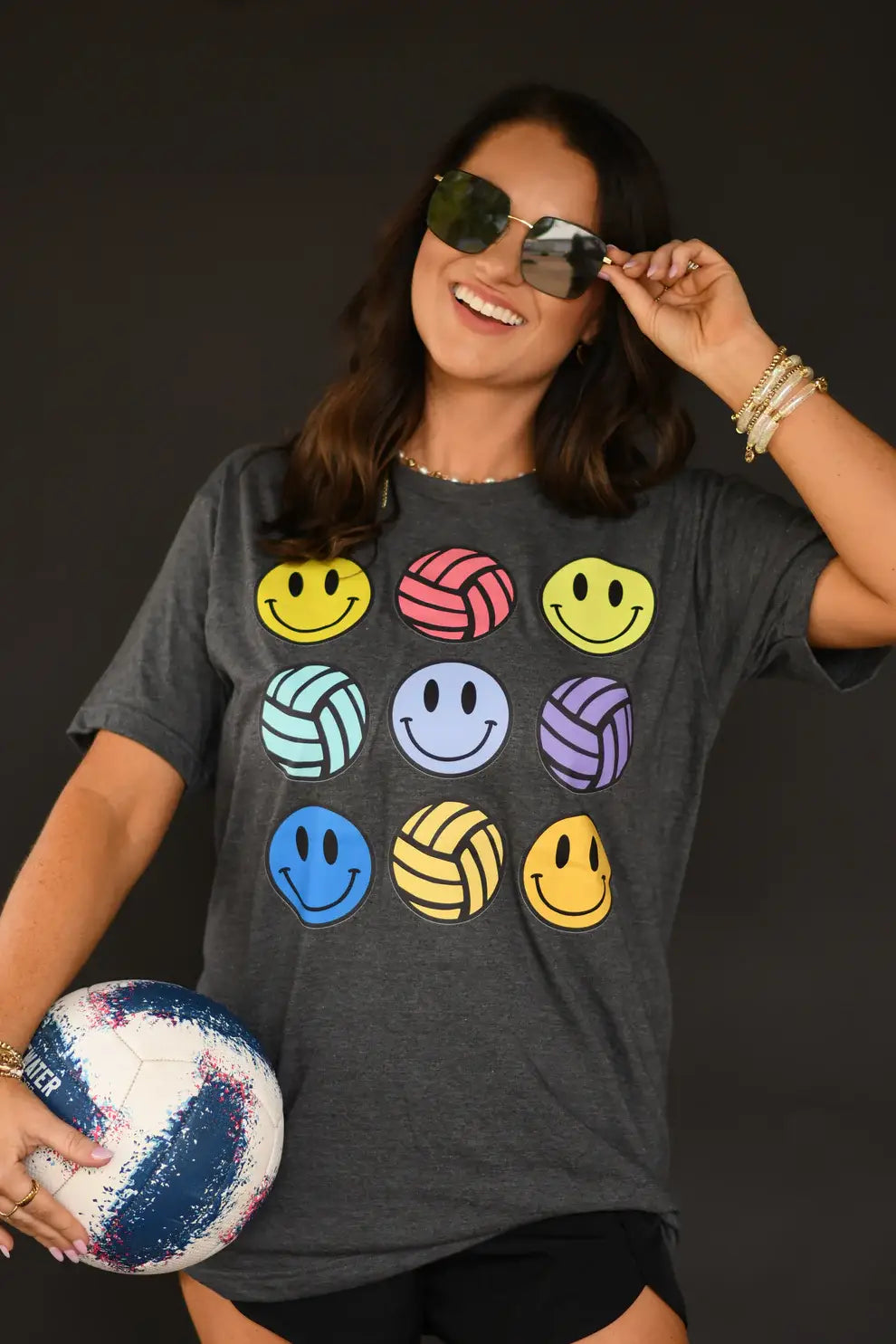 Neon Volleyballs and Smileys Tee Unisex T-shirt, Sweatshirt, Hoodie, Long Sleeve Tee - T-Shirt, Sweatshirt, Hoodie