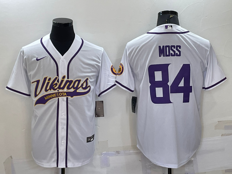 Men's Minnesota Vikings Randy Moss White Game Jersey Joint Edition football jersey product view 1