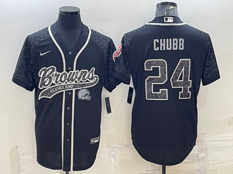 Men's Cleveland Browns Nick Chubb Black RFLCTV Limited Jersey Joint Edition football jersey product view 1