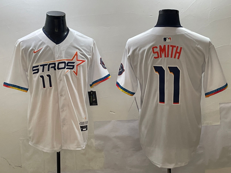 Men's Houston Astros Cam Smith #11 White 2025 City Connect Limited Player Jersey1 baseball jersey product view 1