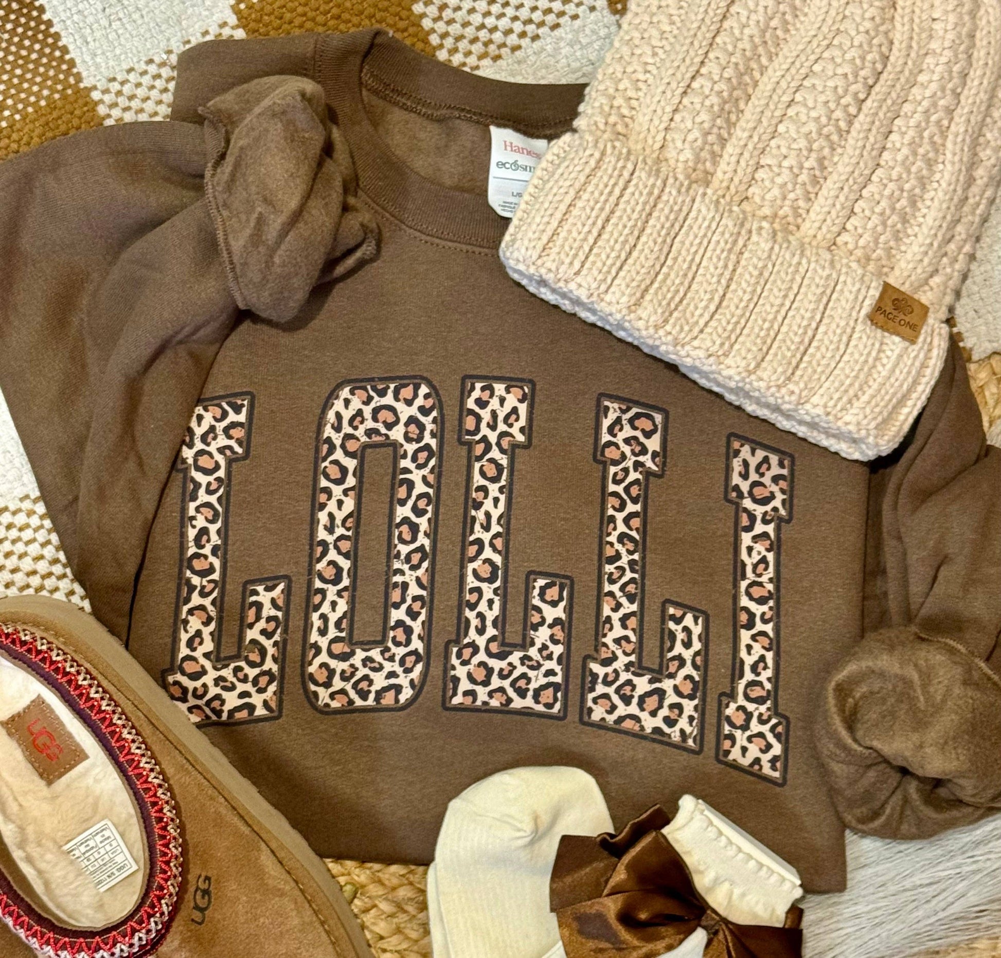 Lolli Leopard Name Sweatshirt Unisex T-shirt, Sweatshirt, Hoodie, Long Sleeve Tee - T-Shirt, Sweatshirt, Hoodie