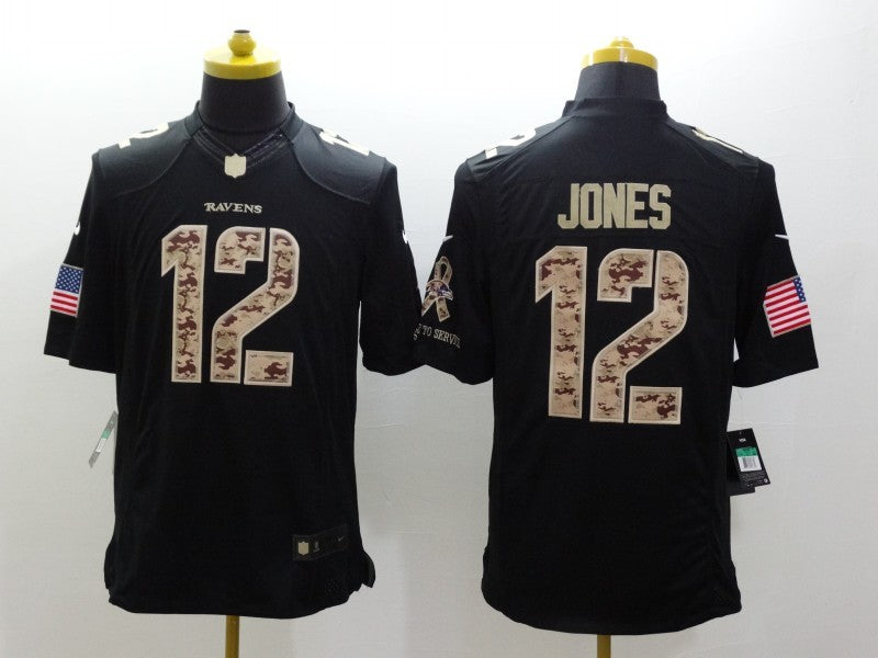 Men's Baltimore Ravens Jacoby Jones #12 Black Game Player Jersey1 football jersey product view 1