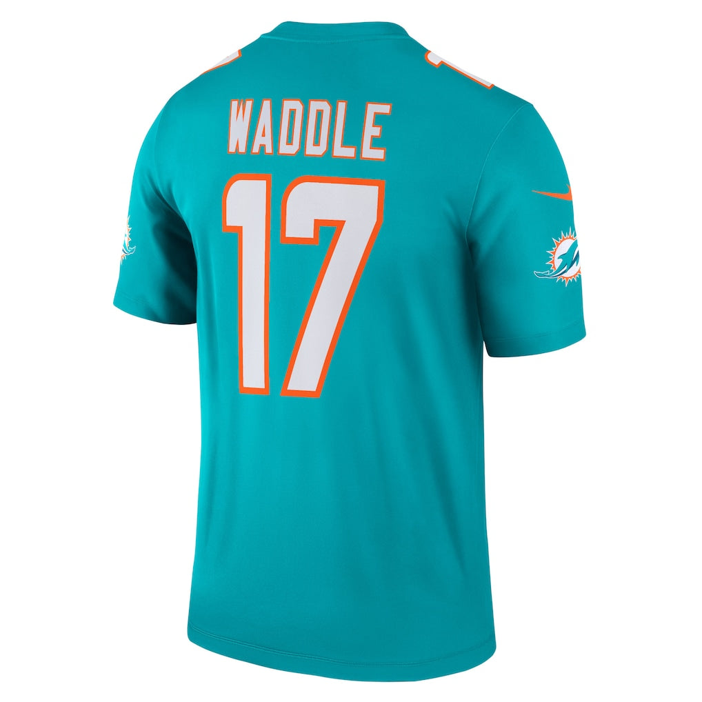 M.Dolphins #17 Jaylen Waddle Aqua Legend Player Performance Top Jersey football jersey product view 1