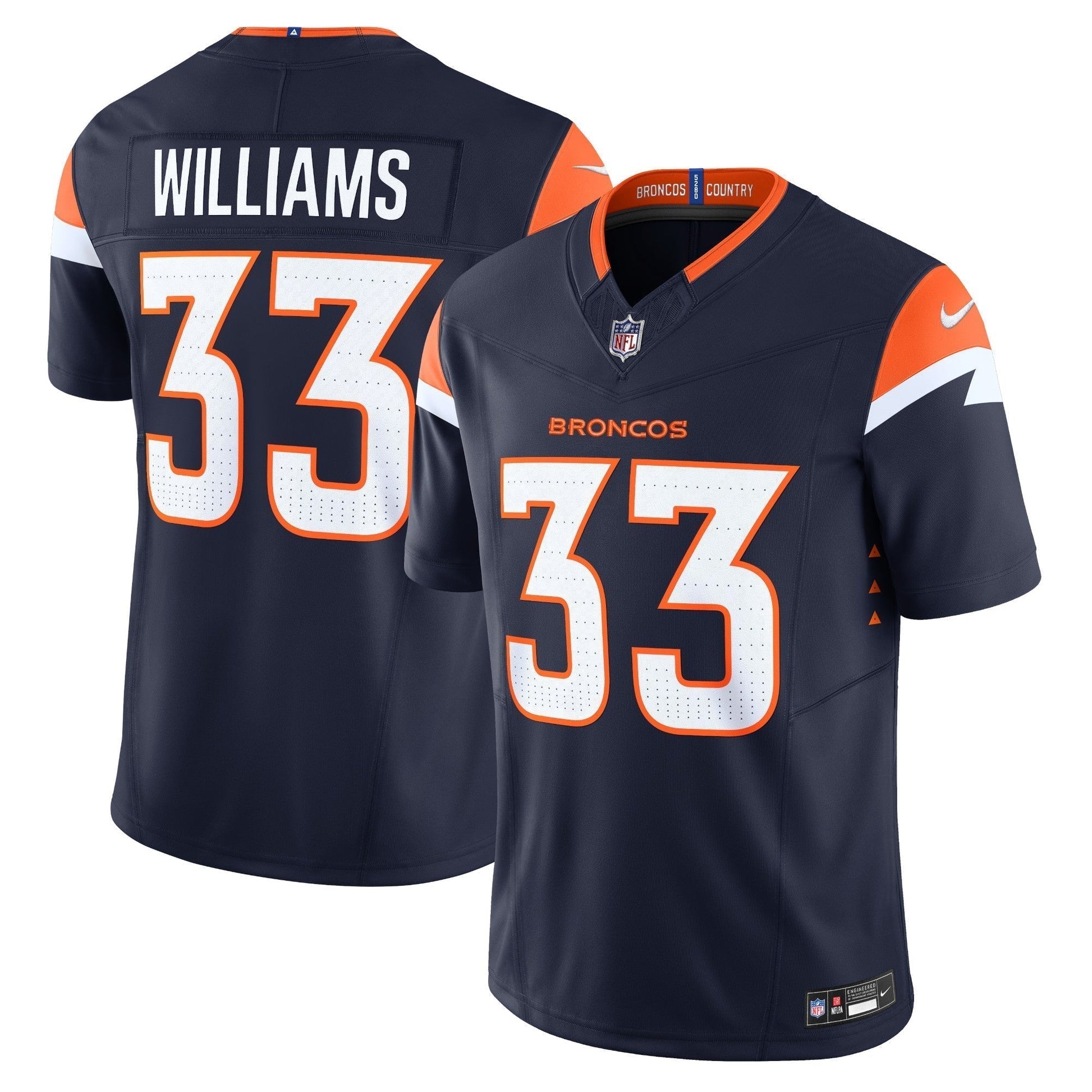 Javonte Williams Denver Broncos Mile High Collection Vapor F.U.S.E. Limited Jersey - Navy football jersey product view 1