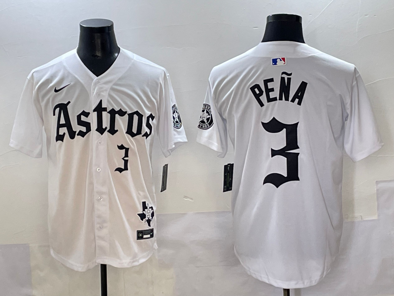 Men's Houston Astros Jeremy Pena #3 White Team Player Jersey baseball jersey product view 1