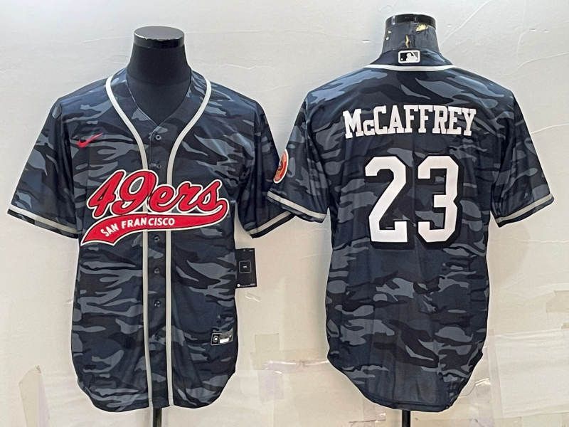 Men's San Francisco 49ers Christian McCaffrey Grey Camouflage Game Jersey Joint Edition football jersey product view 1