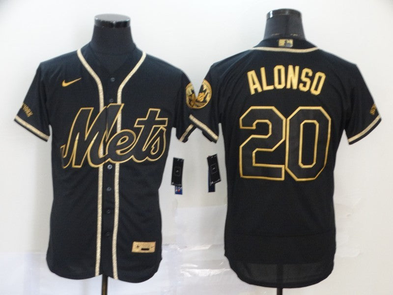 Men's New York Mets1 Pete Alonso #20 Black Stitched Jersey baseball jersey product view 1