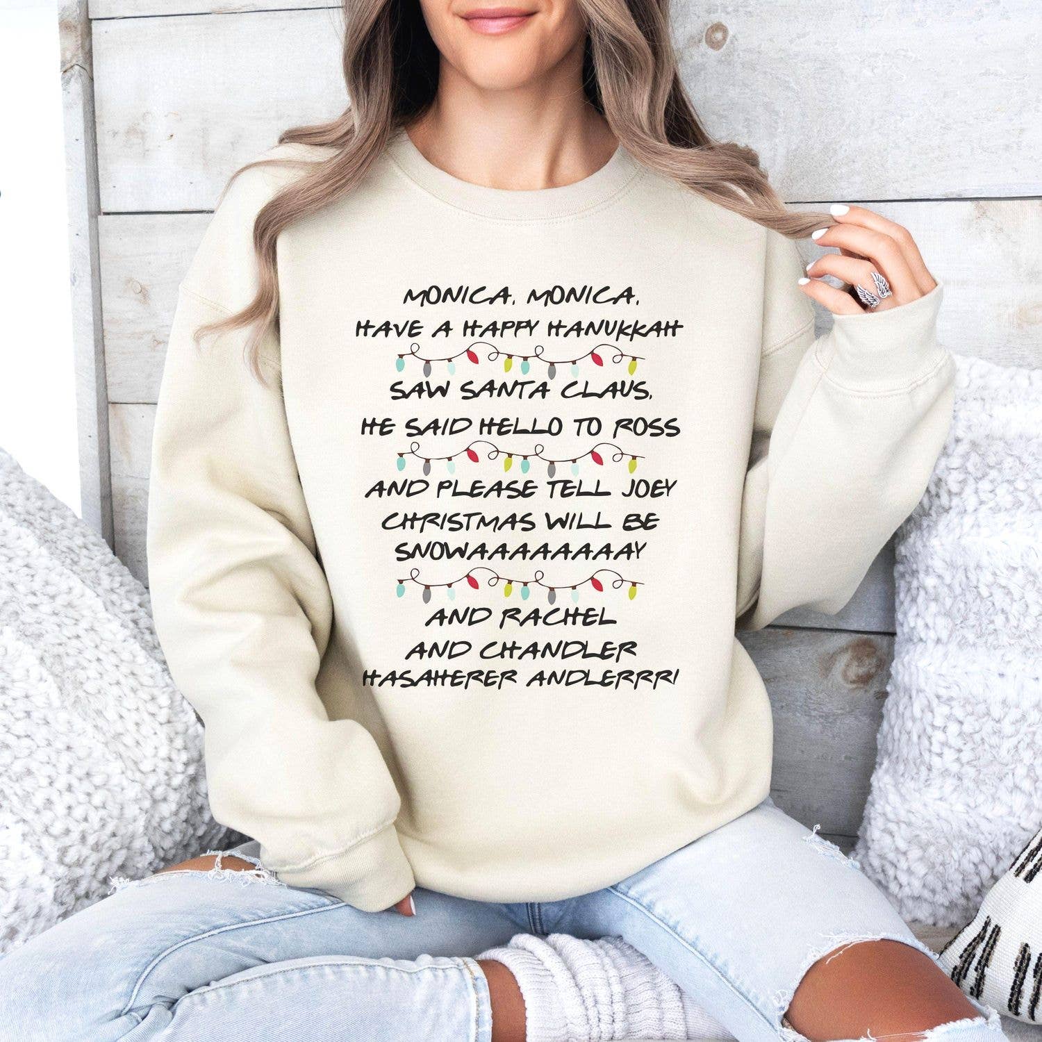 Friends Monica Hanukkah Christmas Gift Trendy Xmas T-Shirt Unisex T-shirt, Sweatshirt, Hoodie, Long Sleeve Tee - T-Shirt, Sweatshirt, Hoodie