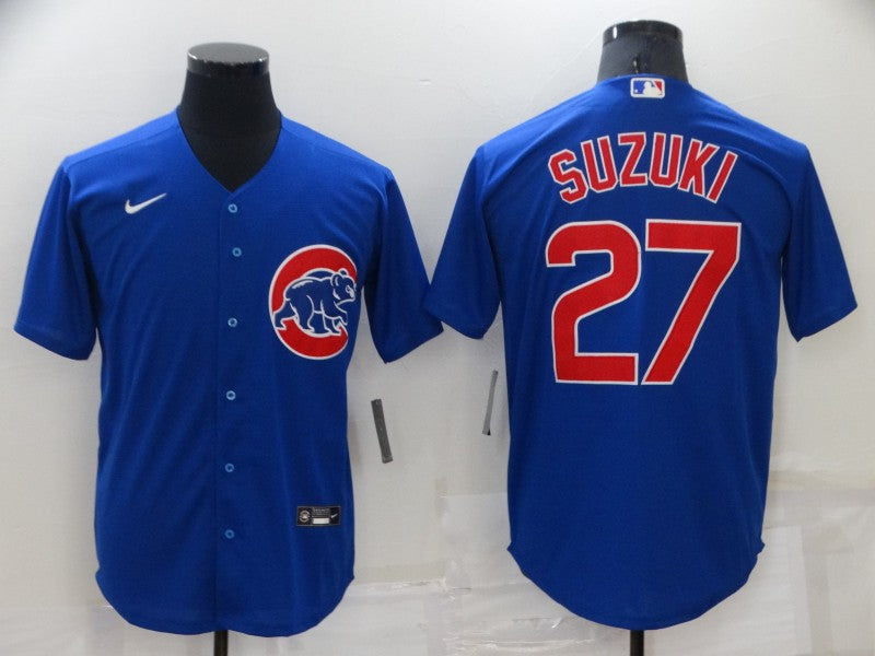 Men's Chicago Cubs Seiya Suzuki #27 Blue Replica Baseball Jersey1 baseball jersey product view 1
