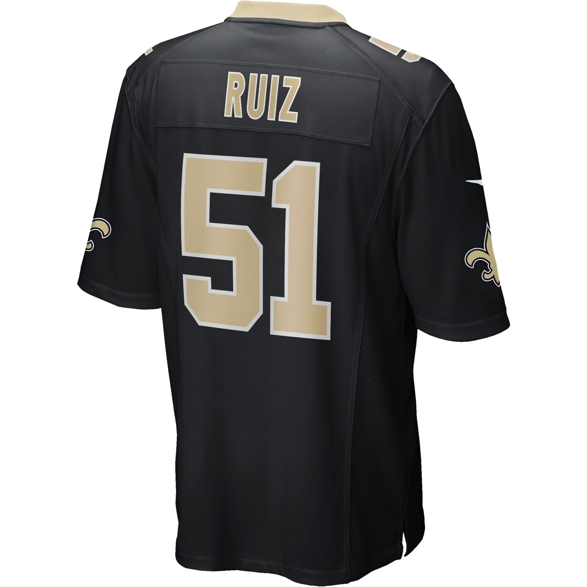 Cesar Ruiz New Orleans Saints Game Jersey - Black football jersey product view 3