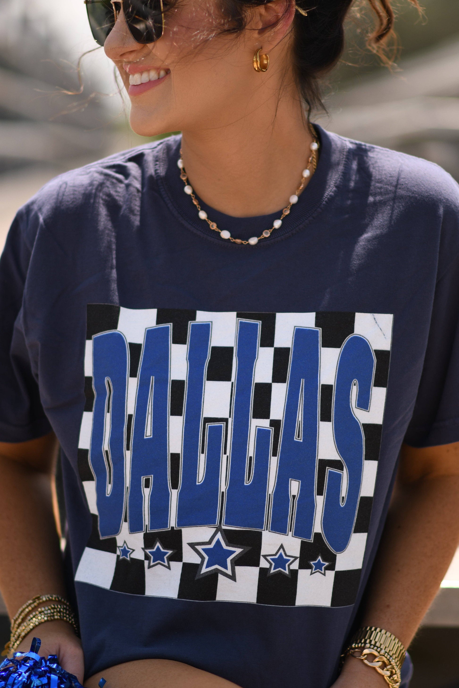 Dallas Checkered Stars Tee Unisex T-shirt, Sweatshirt, Hoodie, Long Sleeve Tee - T-Shirt, Sweatshirt, Hoodie