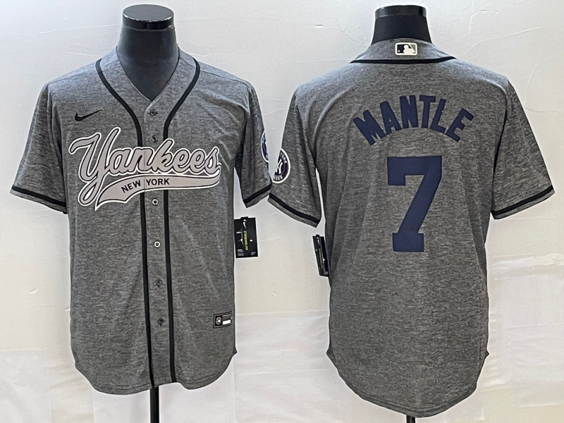 Men's New York Yankees Mickey Mantle #7 Gray Game Jersey1 Joint Edition baseball jersey product view 1