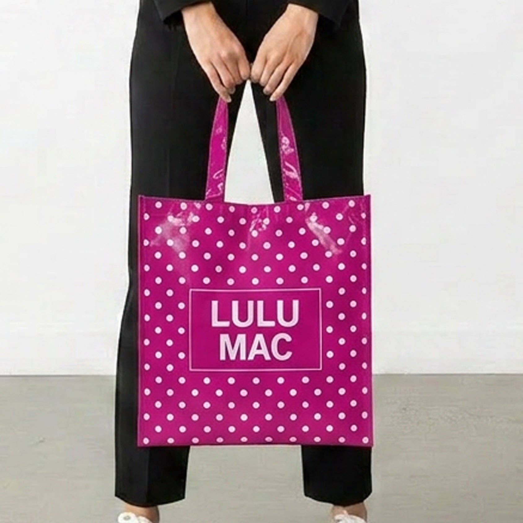 LM-BG-1004 Reusable Tote -Hot Pink White Dot Unisex T-shirt, Sweatshirt, Hoodie, Long Sleeve Tee - T-Shirt, Sweatshirt, Hoodie