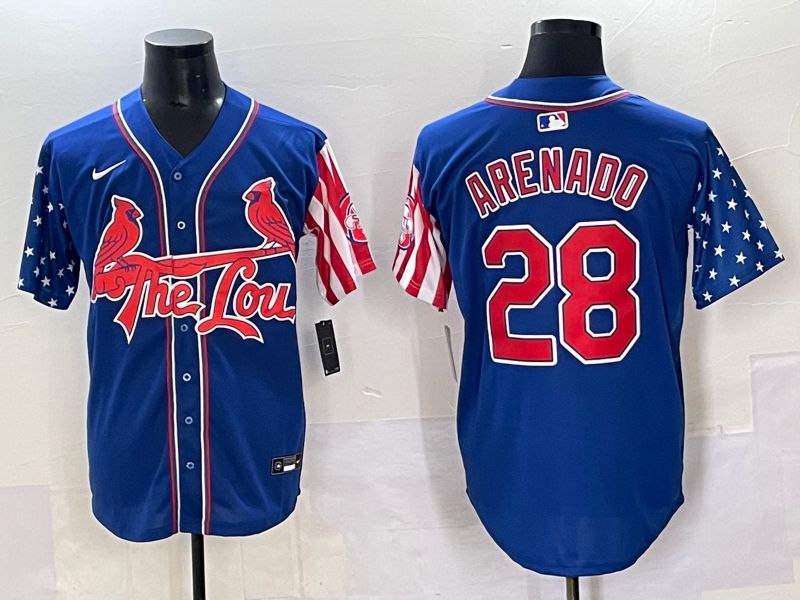 Men's St. Louis Cardinals Nolan Arenado Royal Game Player Jersey baseball jersey product view 1