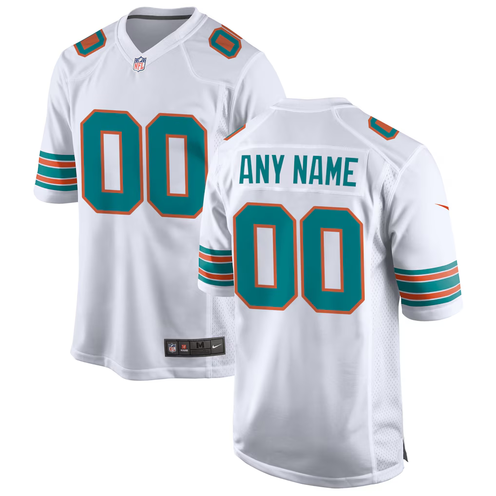 Men's Miami Dolphins White Alternate Custom Game Jersey football jersey product view 1