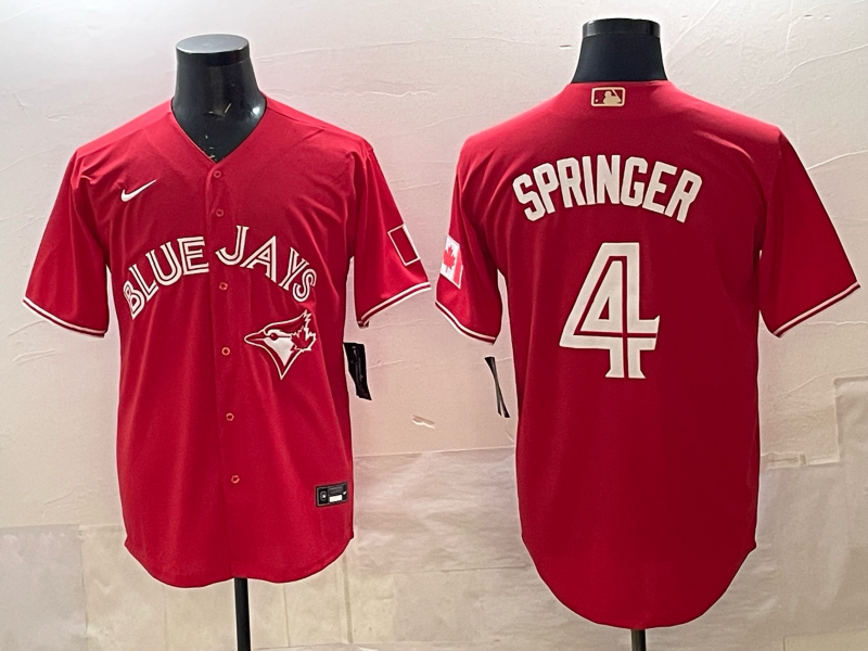 Men's Toronto Blue Jays George Springer Red Replica Player Jersey baseball jersey product view 1