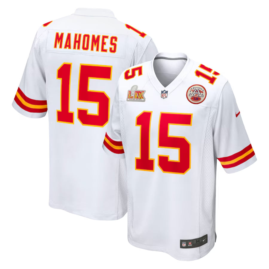 Men's Kansas City Chiefs Patrick Mahomes White Super Bowl LIX Game Jersey football jersey product view 1
