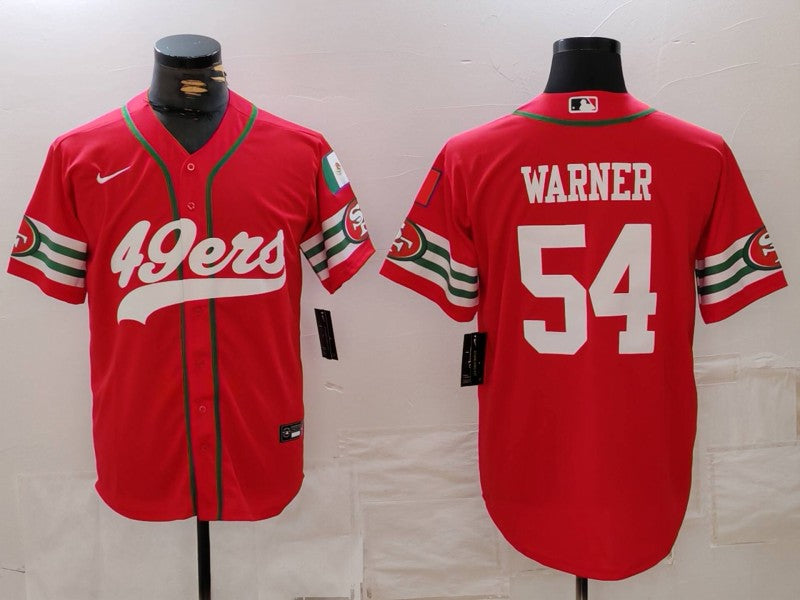 Men's San Francisco 49ers Fred Warner #54 Scarlet Game Player Jersey1 football jersey product view 1