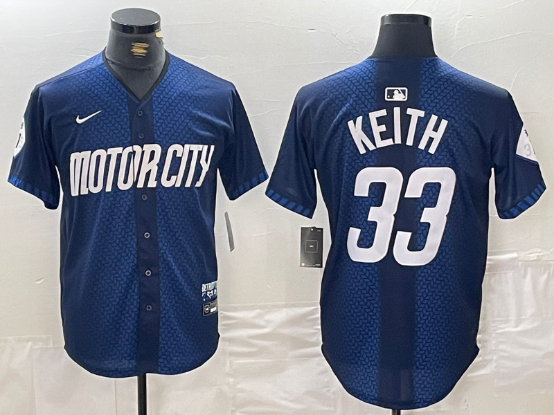 Men's Detroit Tigers Colt Keith #33 Navy 2024 City Connect Limited Jersey1 baseball jersey product view 1