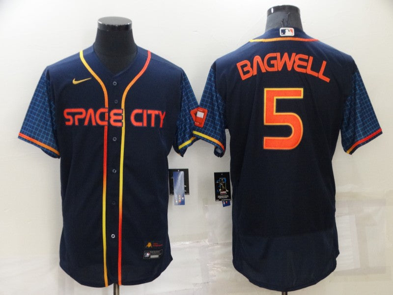 Men's Houston Astros Jeff Bagwell Navy Space City Jersey baseball jersey product view 1