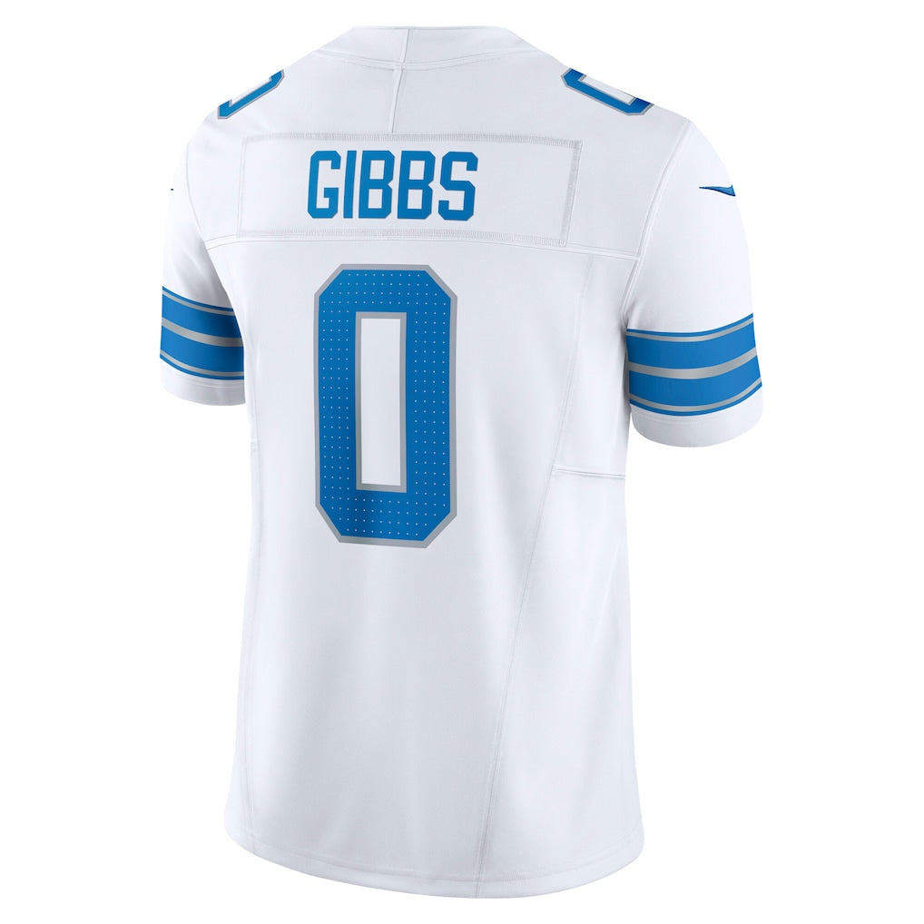 D.Lions #0 Jahmyr Gibbs White Vapor F.U.S.E. Limited Jersey football jersey product view 1