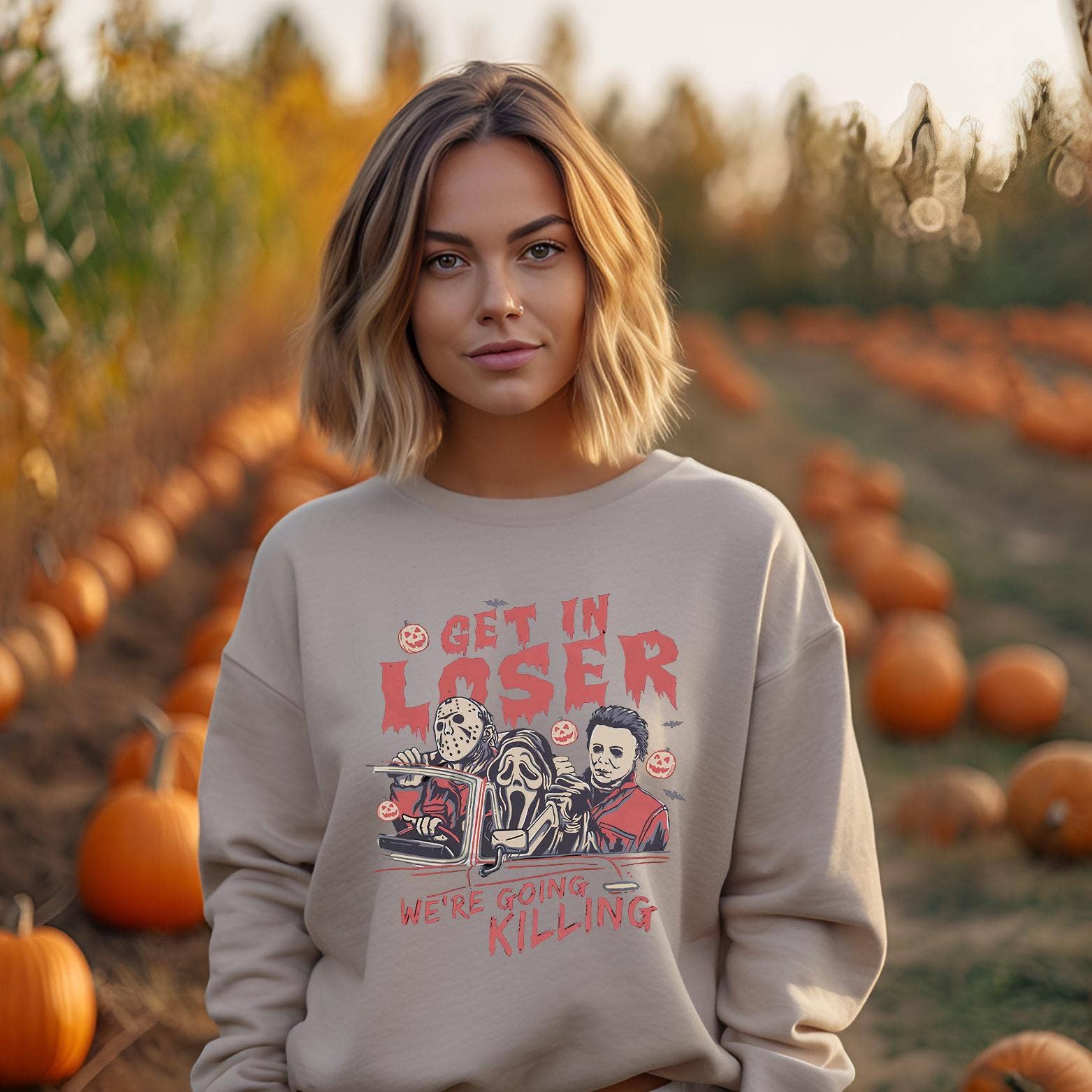 Get in Loser WeRe Going Killing Halloween Sweatshirt Unisex T-shirt, Sweatshirt, Hoodie, Long Sleeve Tee - T-Shirt, Sweatshirt, Hoodie