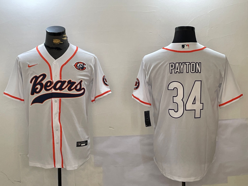 Men's Chicago Bears Walter Payton #34 White Player Jersey1 football jersey product view 1