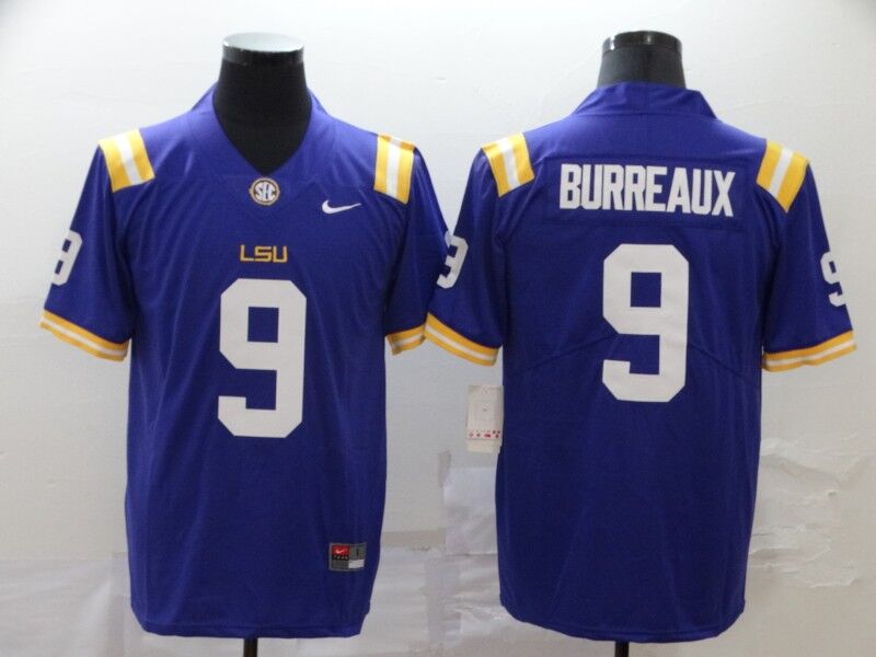 Men's Cincinnati Bengals Jeaux Burreaux #9 Purple Game Jersey1 football jersey product view 1